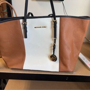Michael Kors Brown and White Women's Bag